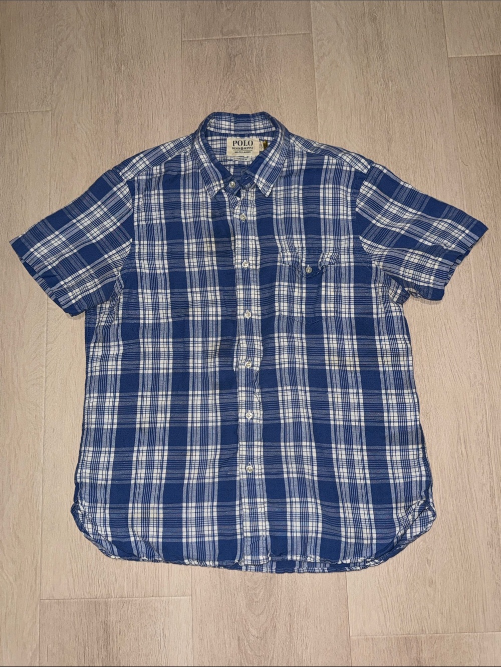 Polo by Ralph Lauren Navy & White Plaid Short-Sleeve Button-Down Shirt